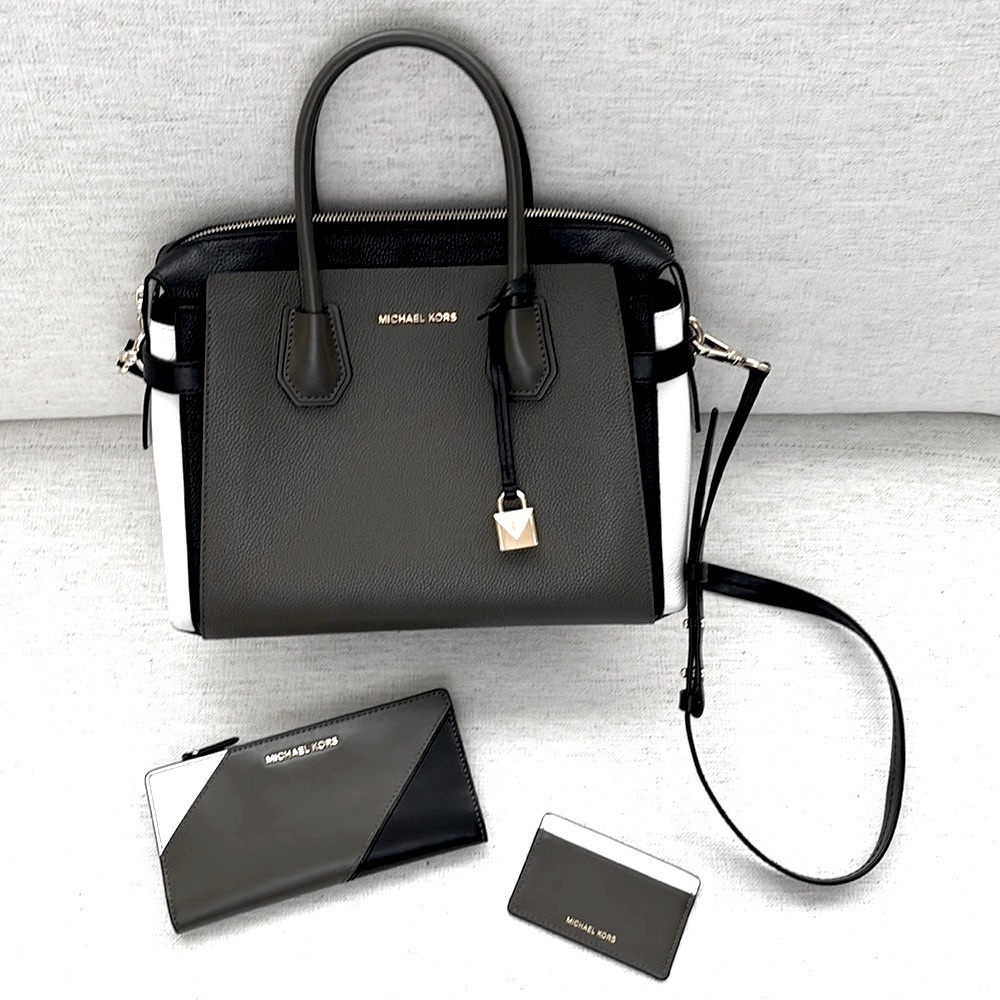 Michael Kors Mercer Olive/Multi Bag, Wallet, Card Case. Excellent Condition.